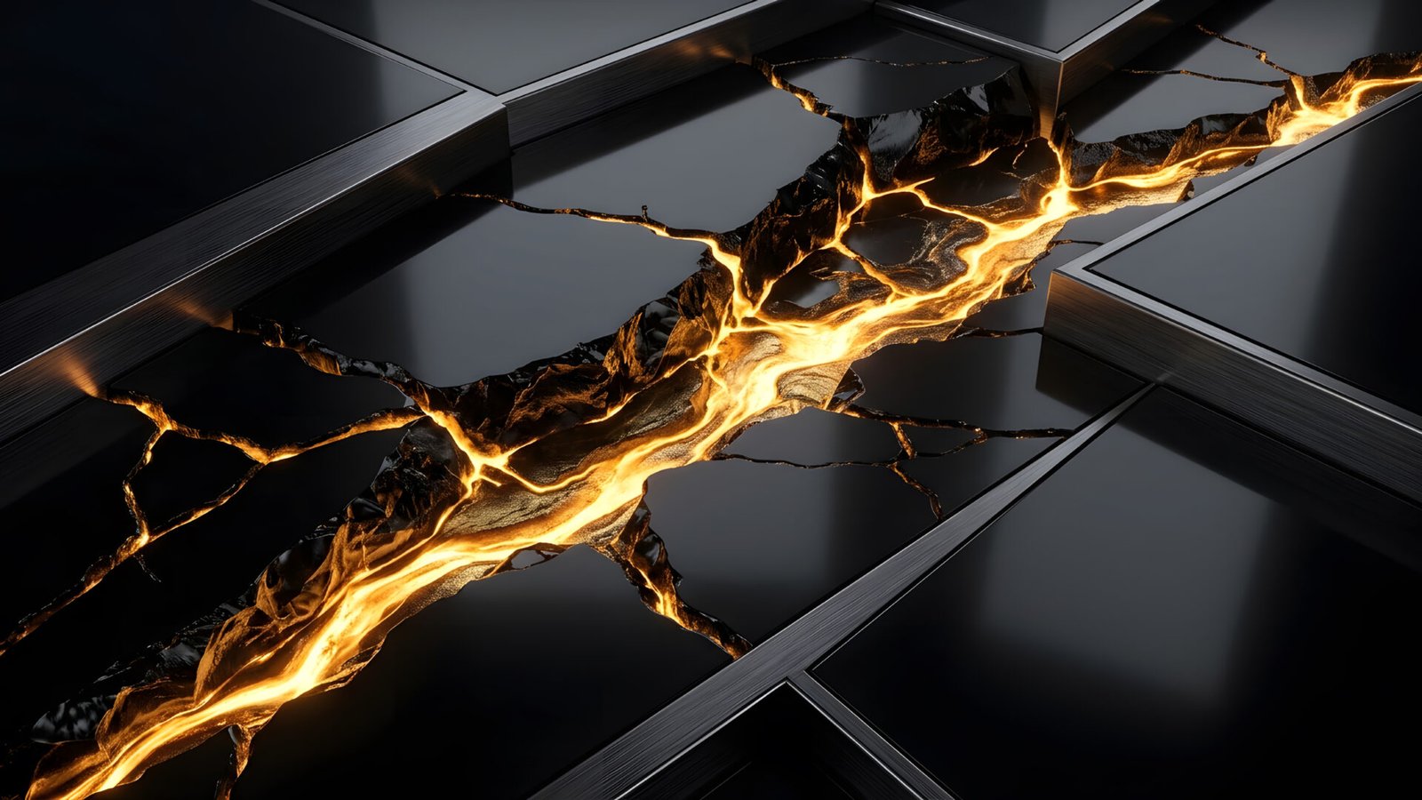 Black Obsidian & Molten Gold Abstract4K & 8K UHD Wallpaper - pixora4k.com