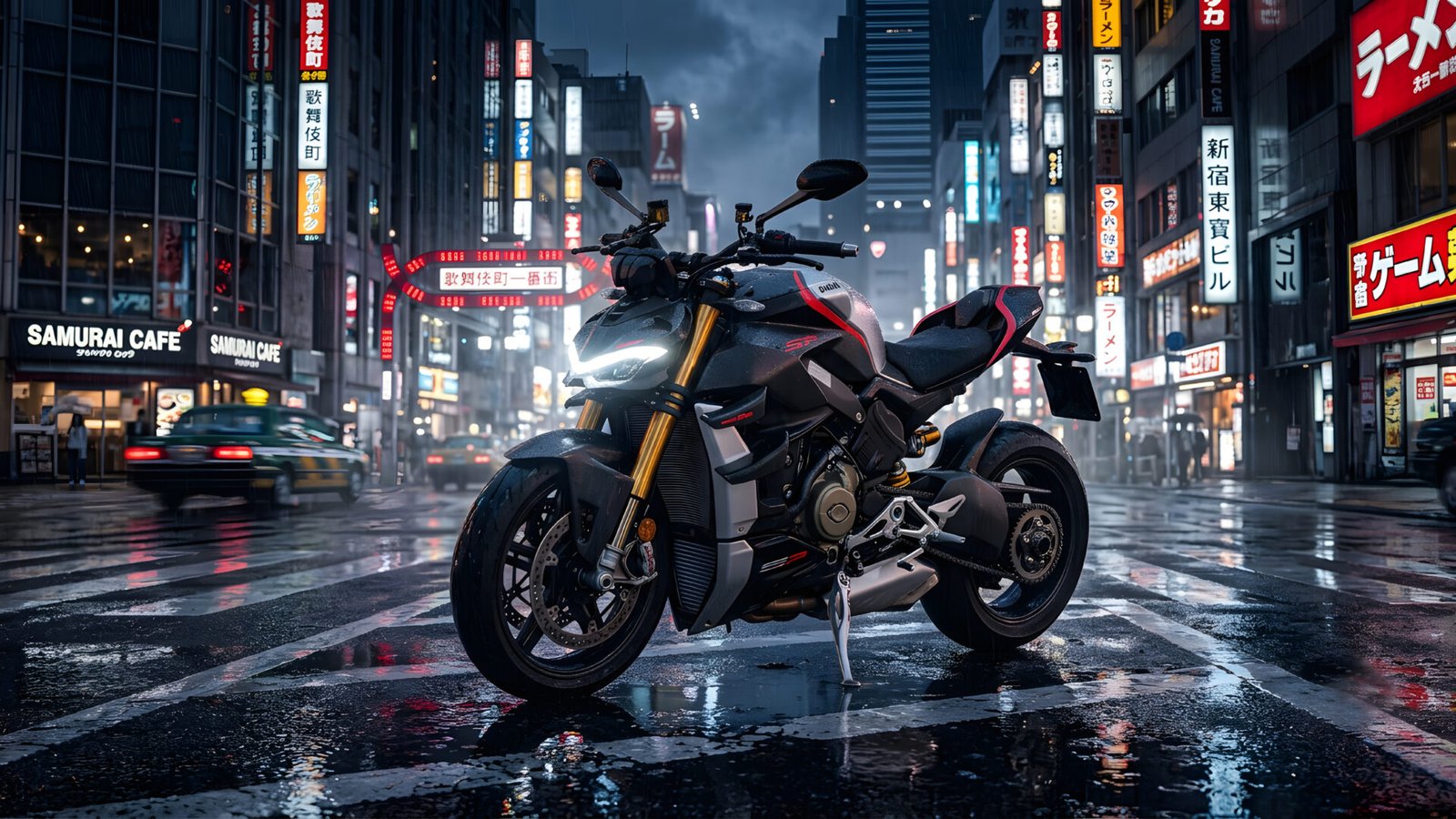 Ducati Streetfighter V4 SP Cyberpunk City Wallpaper 4K UHD for Desktop - pixora4k.com