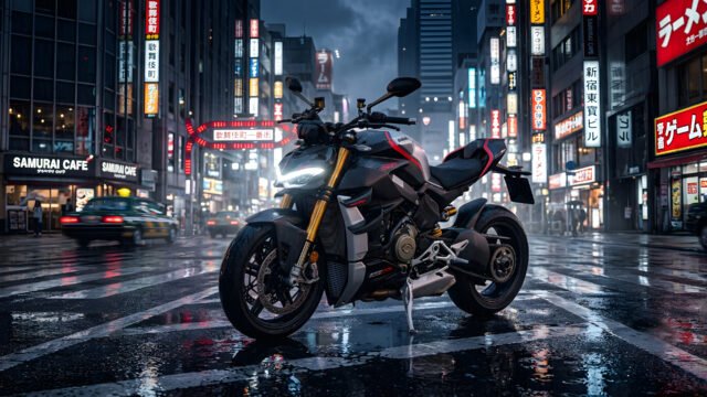 Ducati Streetfighter V4 SP Cyberpunk City Wallpaper 4K UHD for Desktop 3840x2160 - Free Download