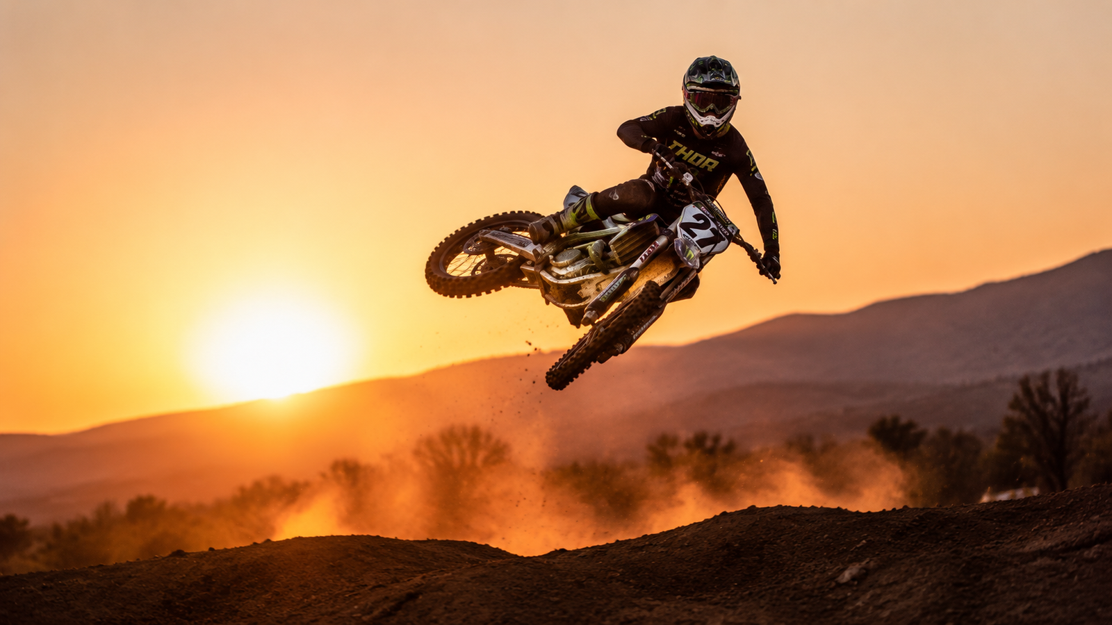 Motocross Rider Sunset Jump 4K Sports Wallpaper for Desktop - pixora4k.com