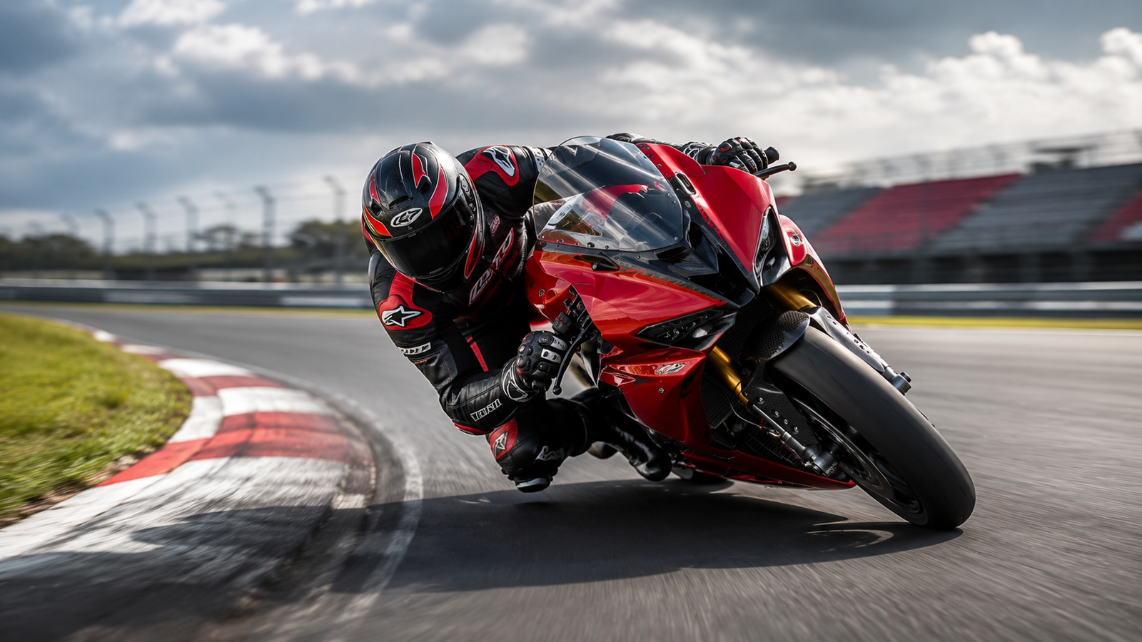 Red Racing Superbike Cornering Wallpaper in 4K UHD Desktop - pixora4k.com