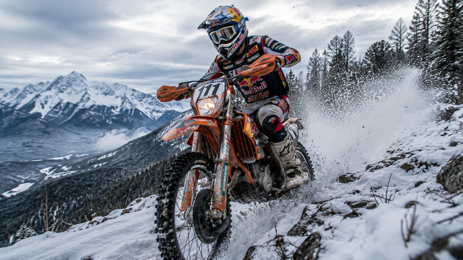Snow Motocross Mountain Ride 4K Sports Desktop Wallpaper - pixora4k.com
