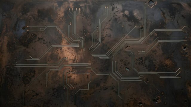 Abstract Copper Circuit Board 4K Wallpaper | Cyberpunk Tech Texture 3840x2160 - Free Download