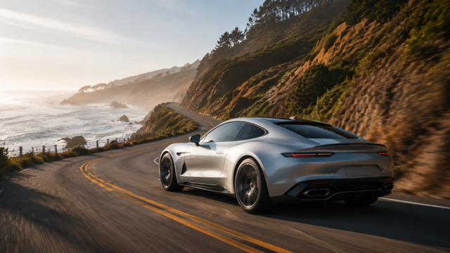 White Sports Car Coastal Highway 4K Desktop Wallpaper 3840x2160 - Free Download