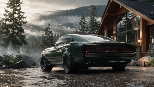Green Classic Muscle Car Mountain Cabin 4K Desktop Wallpaper 3840x2160 - Free Download
