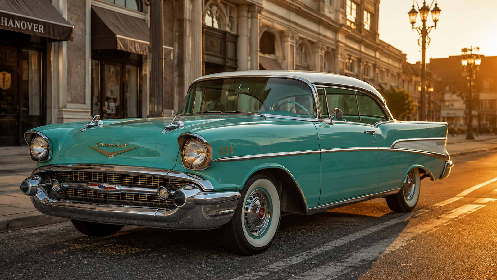 Classic Turquoise Chevrolet Bel Air 4K Desktop Wallpaper - pixora4k.com