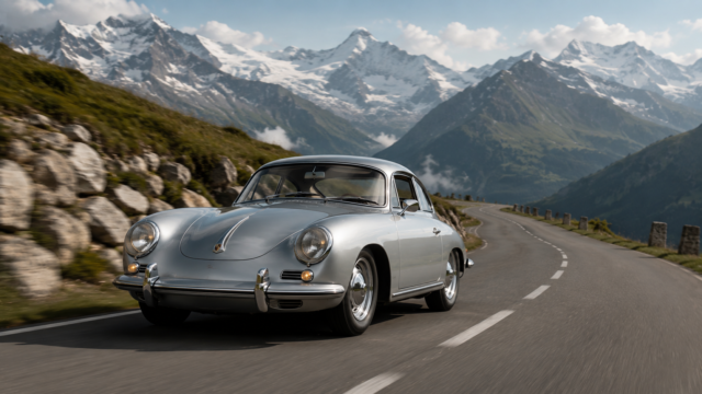 Classic Silver Porsche 356 Alpine Road | 8K Desktop Wallpaper 3840x2160 - Free Download