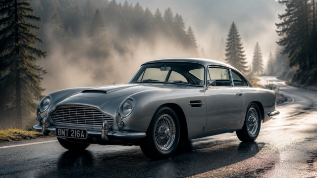 Aston Martin DB5 Forest Road 4K Desktop Car Wallpaper 3840x2160 - Free Download