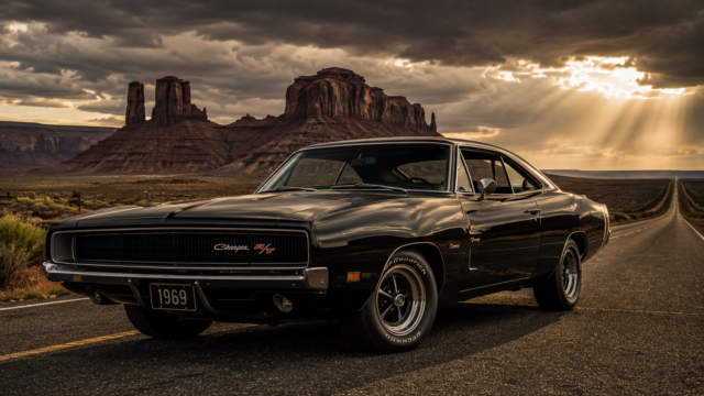 1969 Dodge Charger R/T Monument Valley 4K Desktop Wallpaper 3840x2160 - Free Download