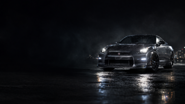 Black Nissan GT-R Night Rain 4K Desktop Wallpaper 3840x2160 - Free Download