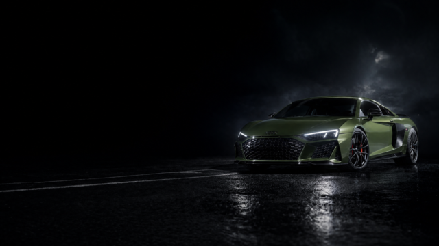 Green Audi R8 Night Rain 4K Desktop Wallpaper 3840x2160 - Free Download