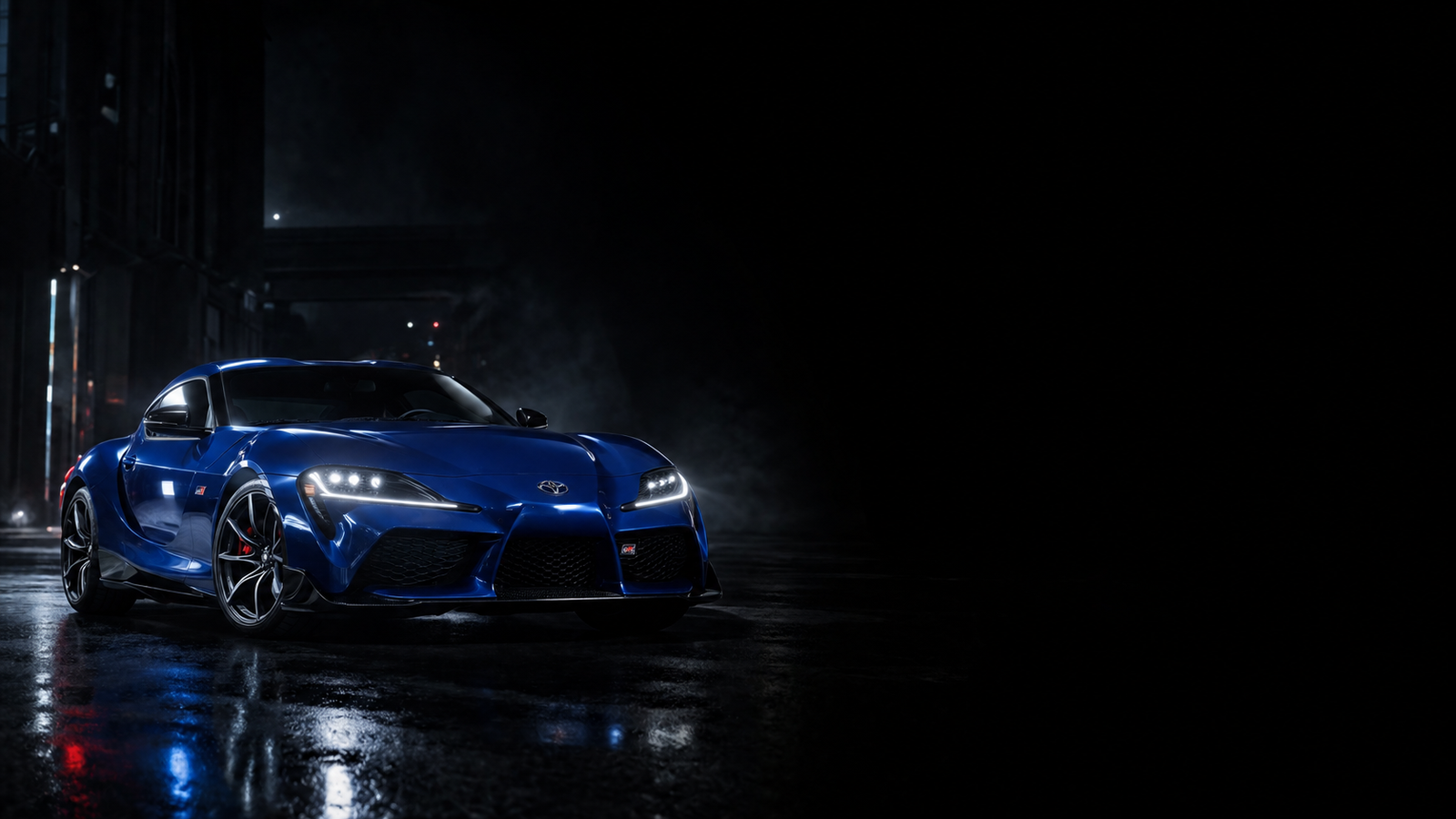 Toyota GR Supra Blue 4K Dark Desktop Wallpaper - pixora4k.com