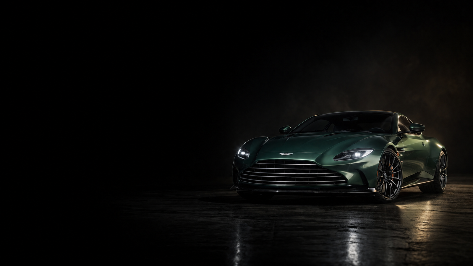 Aston Martin DB12 Green 4K Dark Desktop Wallpaper - pixora4k.com