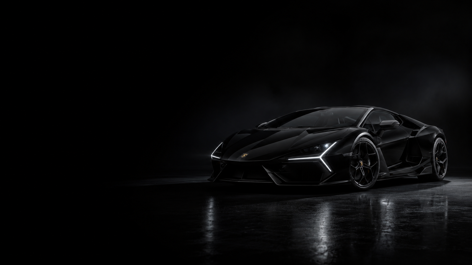 Lamborghini Revuelto Black 4K Dark Desktop Wallpaper - pixora4k.com