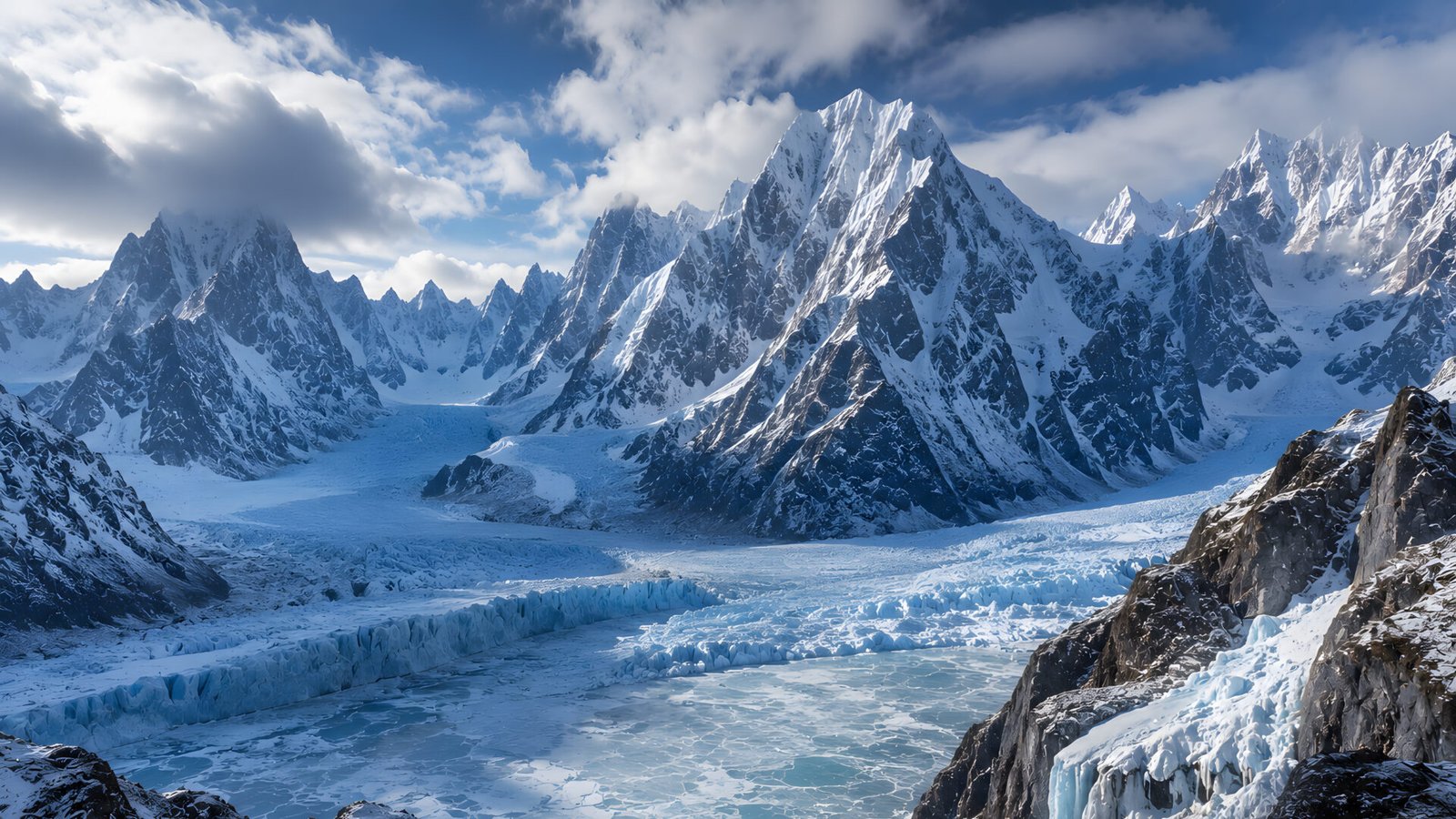 Glacier Mountains Ice Valley 4K Wallpaper | Arctic Frozen Peak HD - pixora4k.com