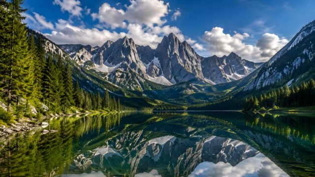 Mountain Reflection Lake 4K Wallpaper | Perfect Mirror Nature HD 3840x2160 - Free Download