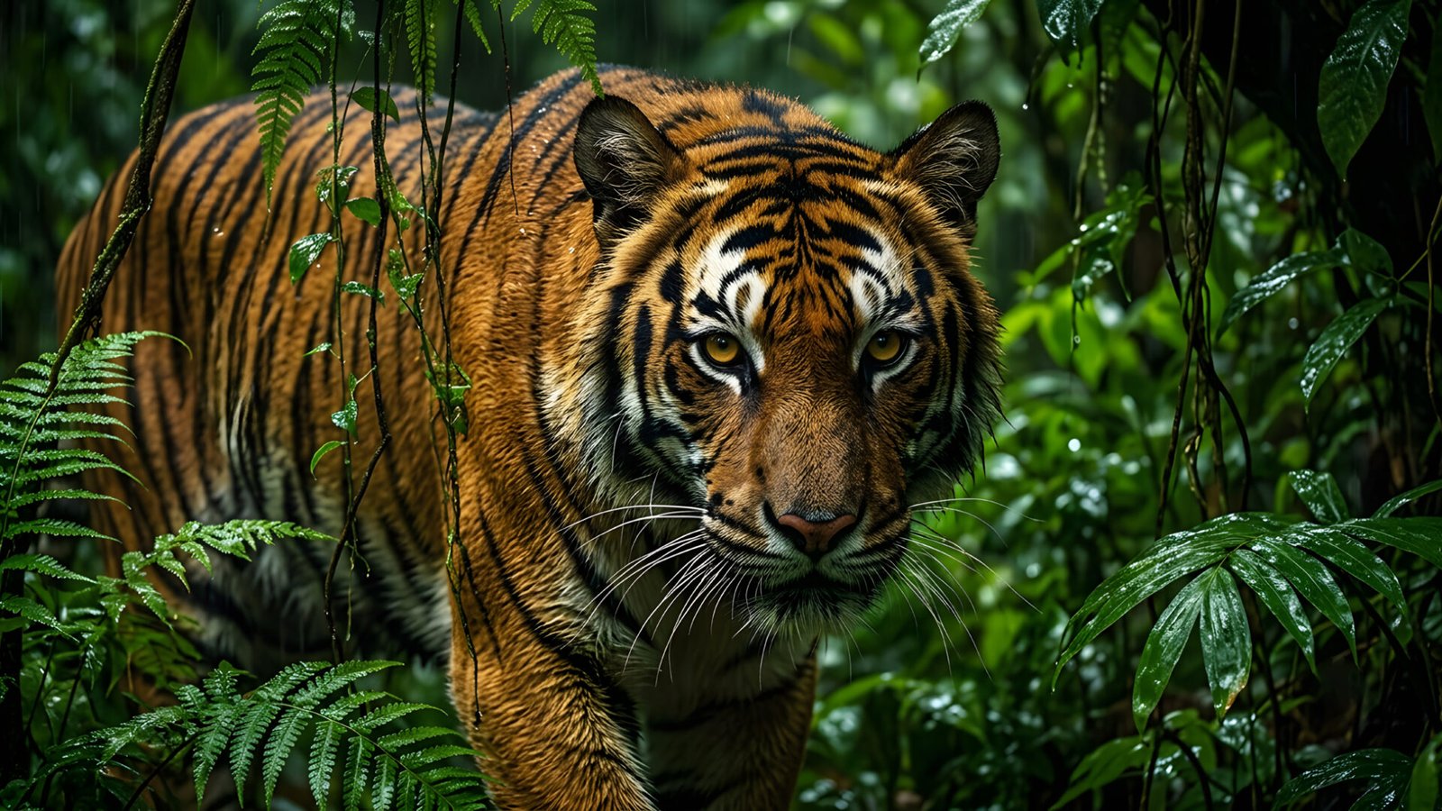 Bengal Tiger in Jungle 4K Wallpaper HD | Majestic Wildlife Background - pixora4k.com