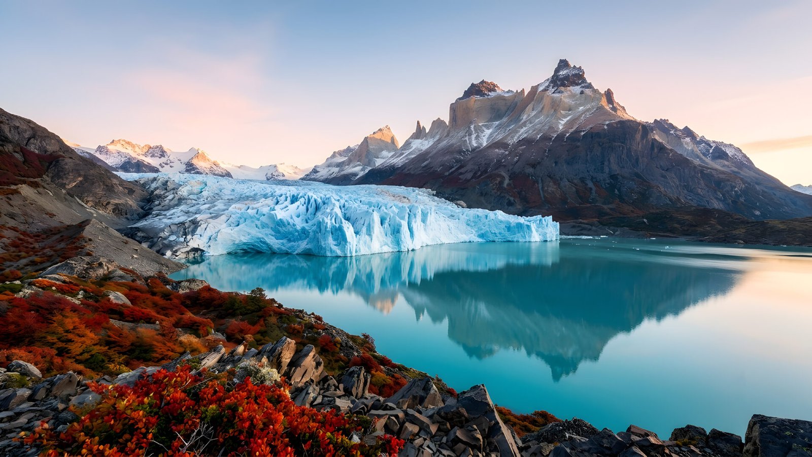 Glacier Mountain Lake 4K Wallpaper – Autumn Peak Scenery - pixora4k.com