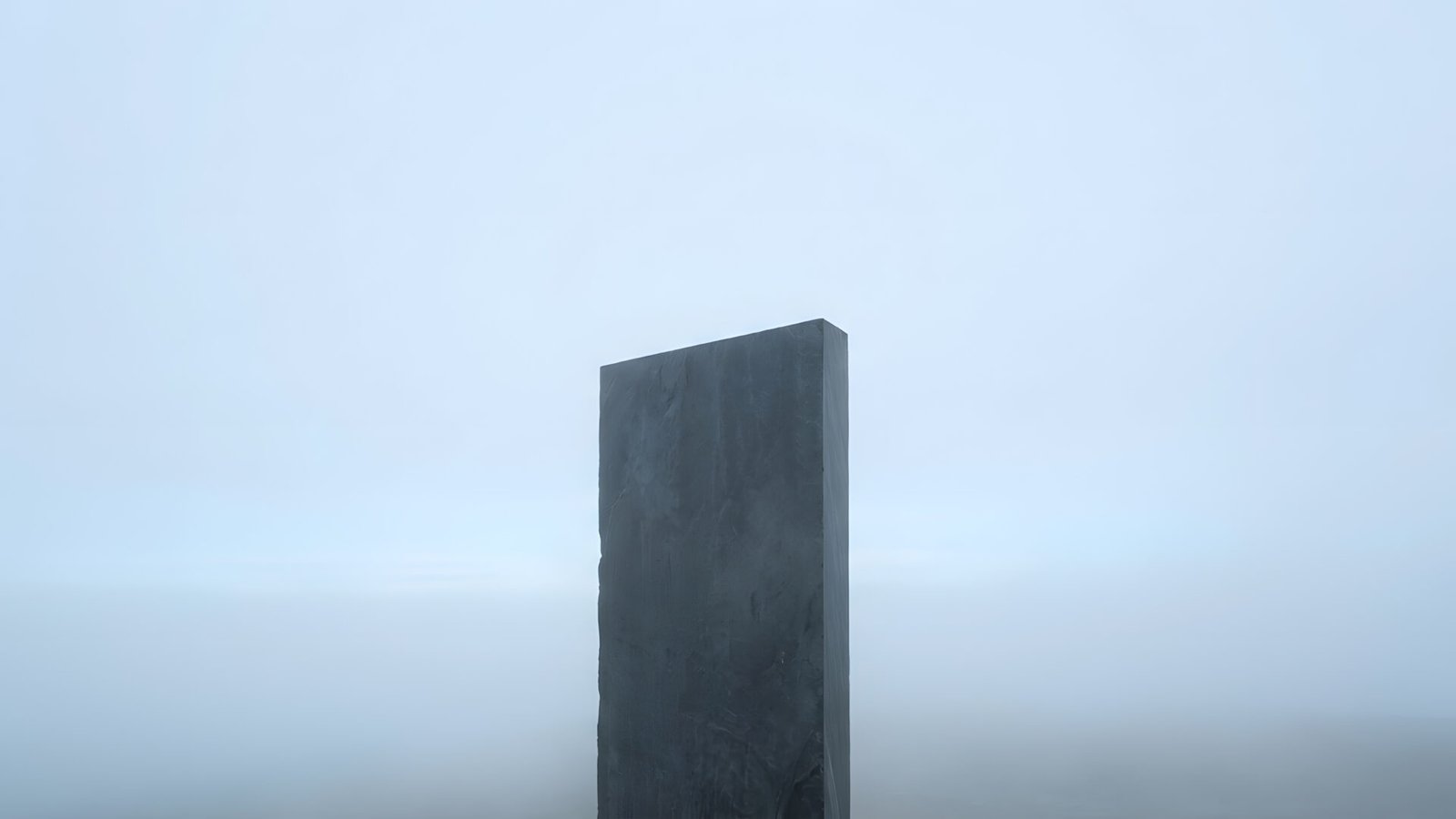 The Monolith’s Edge Foggy 4K Wallpaper | Moody Minimalist HD - pixora4k.com