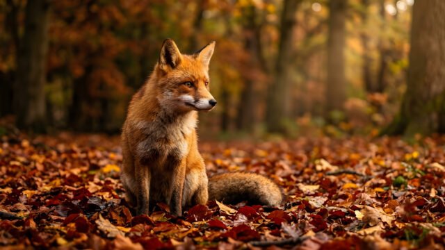 Red Fox in Autumn Forest 4K Wallpaper | Wildlife Ultra HD 3840x2160 - Free Download