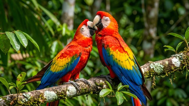 Scarlet Macaw Parrots 4K Wallpaper | Tropical Birds Ultra HD 3840x2160 - Free Download