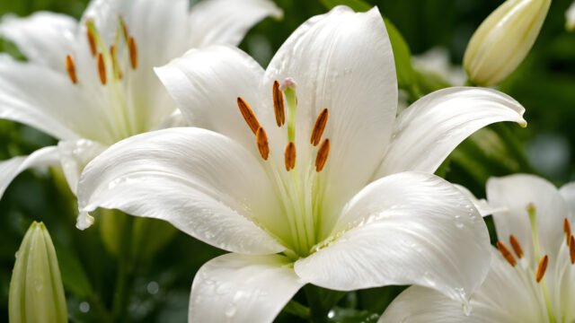 White Lily Flower 4K UHD Wallpaper | Elegant Floral Desktop Background 3840x2160 - Free Download