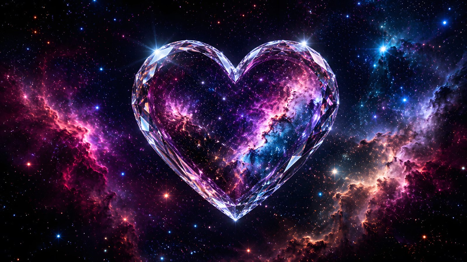 Crystal Galaxy Heart Wallpaper in Cosmic Space 4K - pixora4k.com