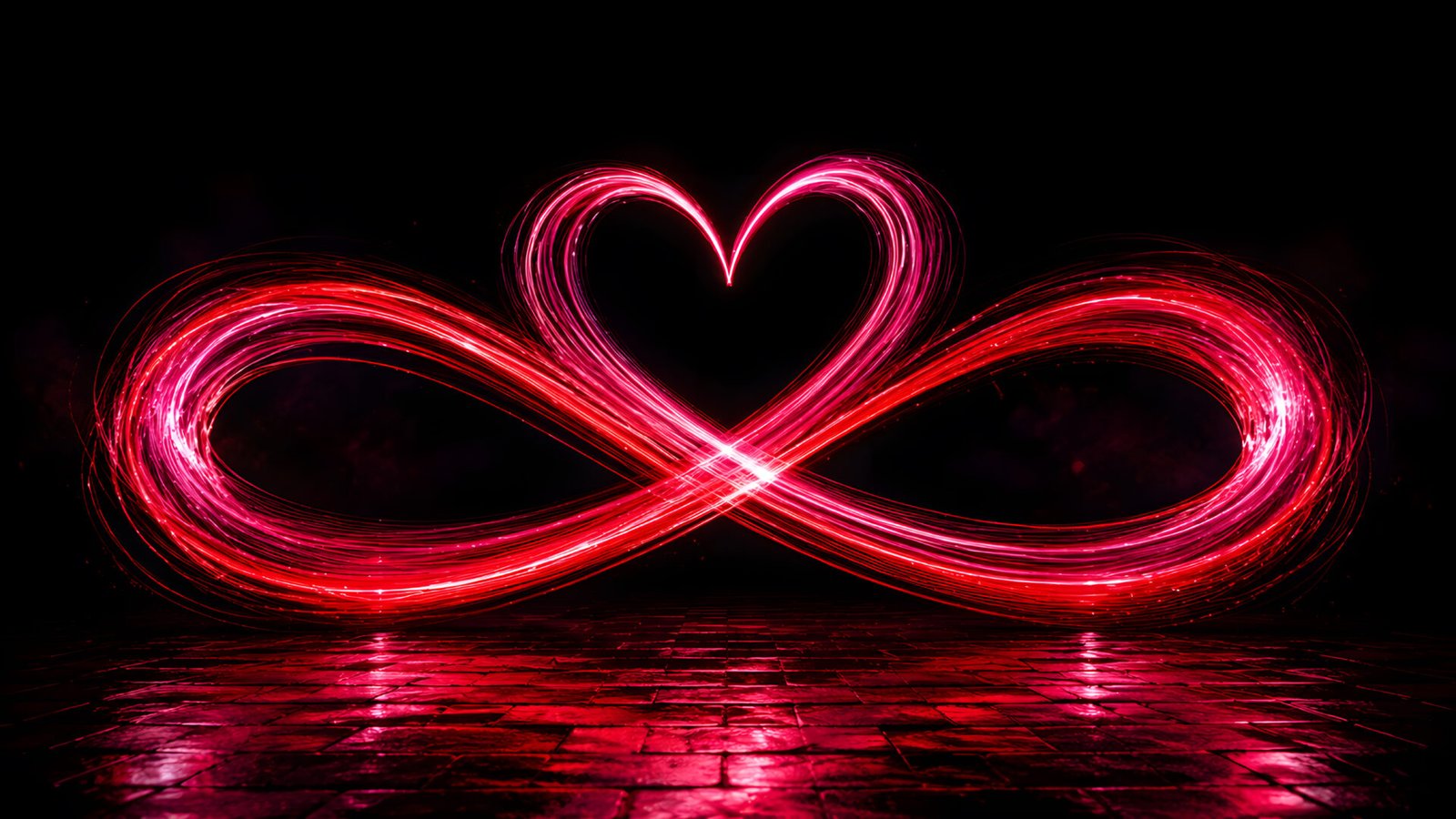 Infinity Love Light Trails Heart Wallpaper in Neon Pink 4K - pixora4k.com