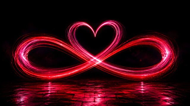 Infinity Love Light Trails Heart Wallpaper in Neon Pink 4K 3840x2160 - Free Download