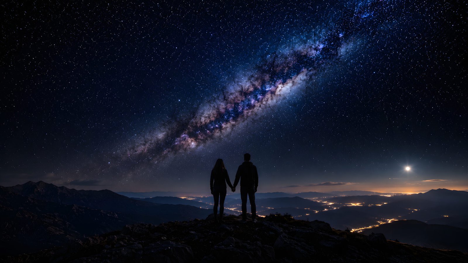 Milky Way Couple Night Sky Wallpaper in Stunning 4K - pixora4k.com