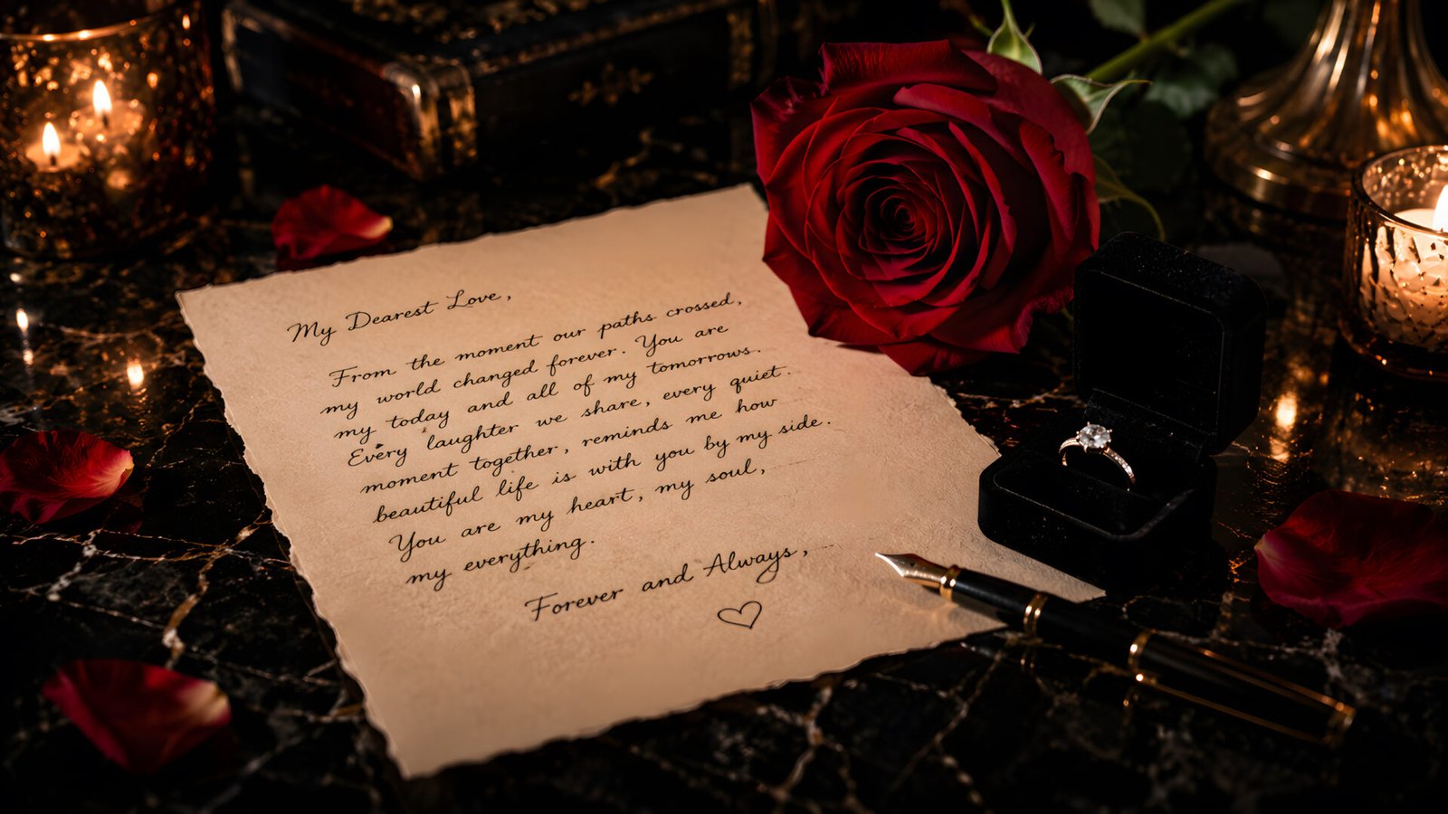 Romantic Love Letter and Rose Wallpaper in 4K UHD - pixora4k.com