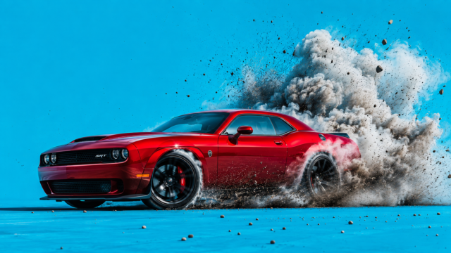 Red Dodge Challenger SRT Drift Action Wallpaper 4K 3840x2160 - Free Download