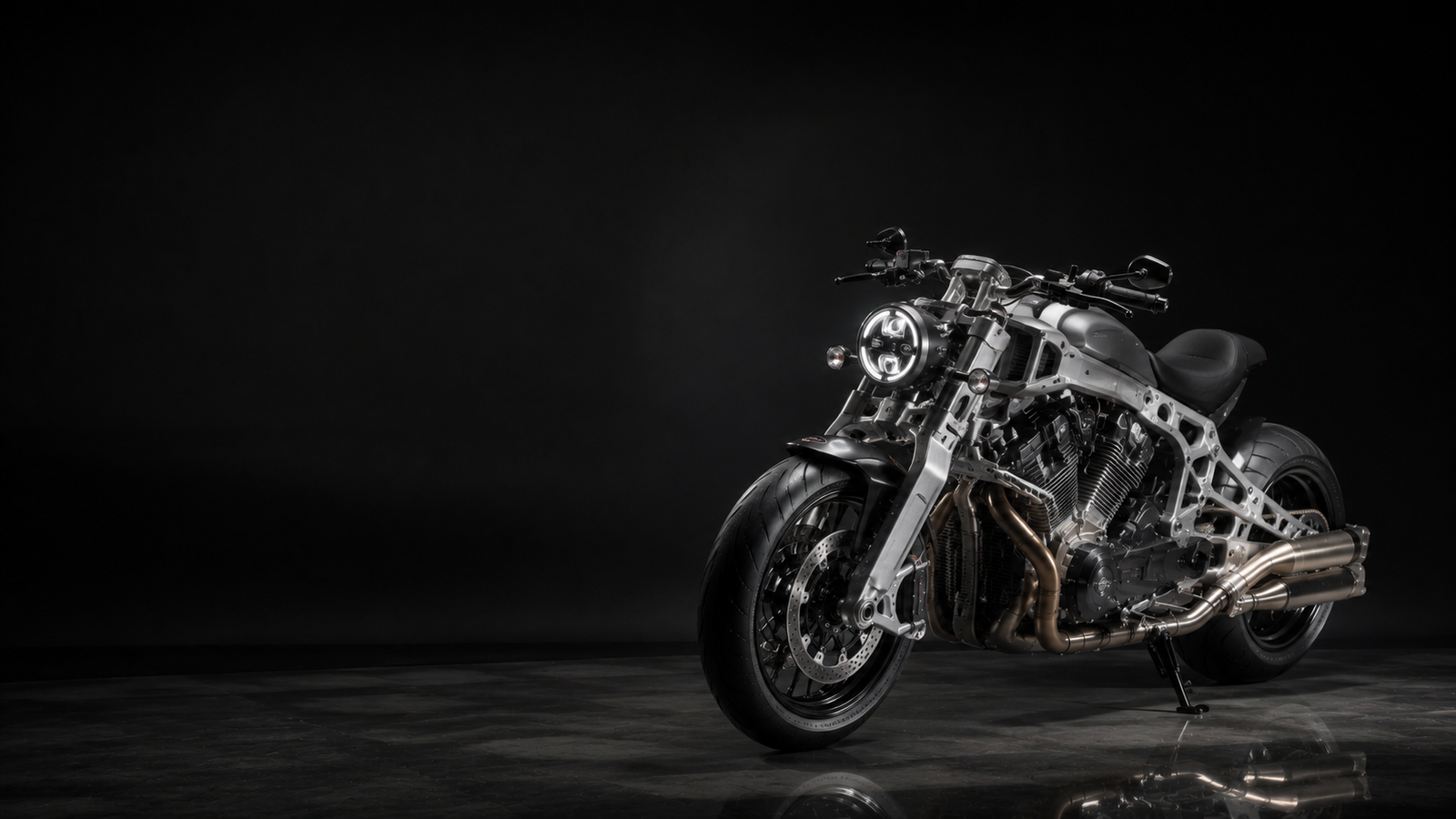 Premium Muscle Motorcycle Dark Studio 4K Wallpaper - pixora4k.com