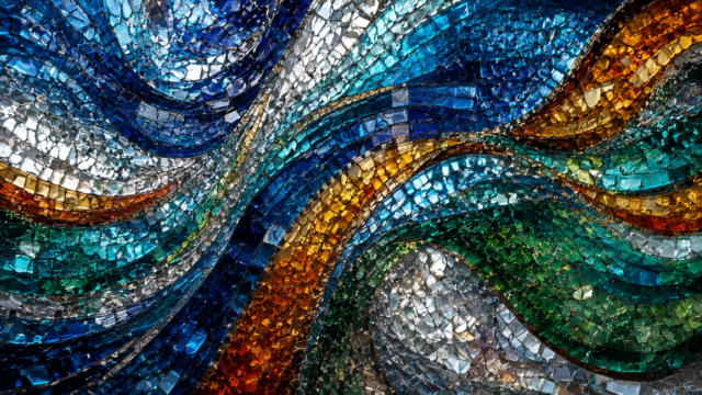 Colorful Abstract Glass Mosaic Waves Wallpaper 4K 3840x2160 - Free Download