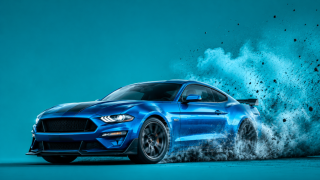 Blue Ford Mustang GT Drift Action Wallpaper 4K 3840x2160 - Free Download