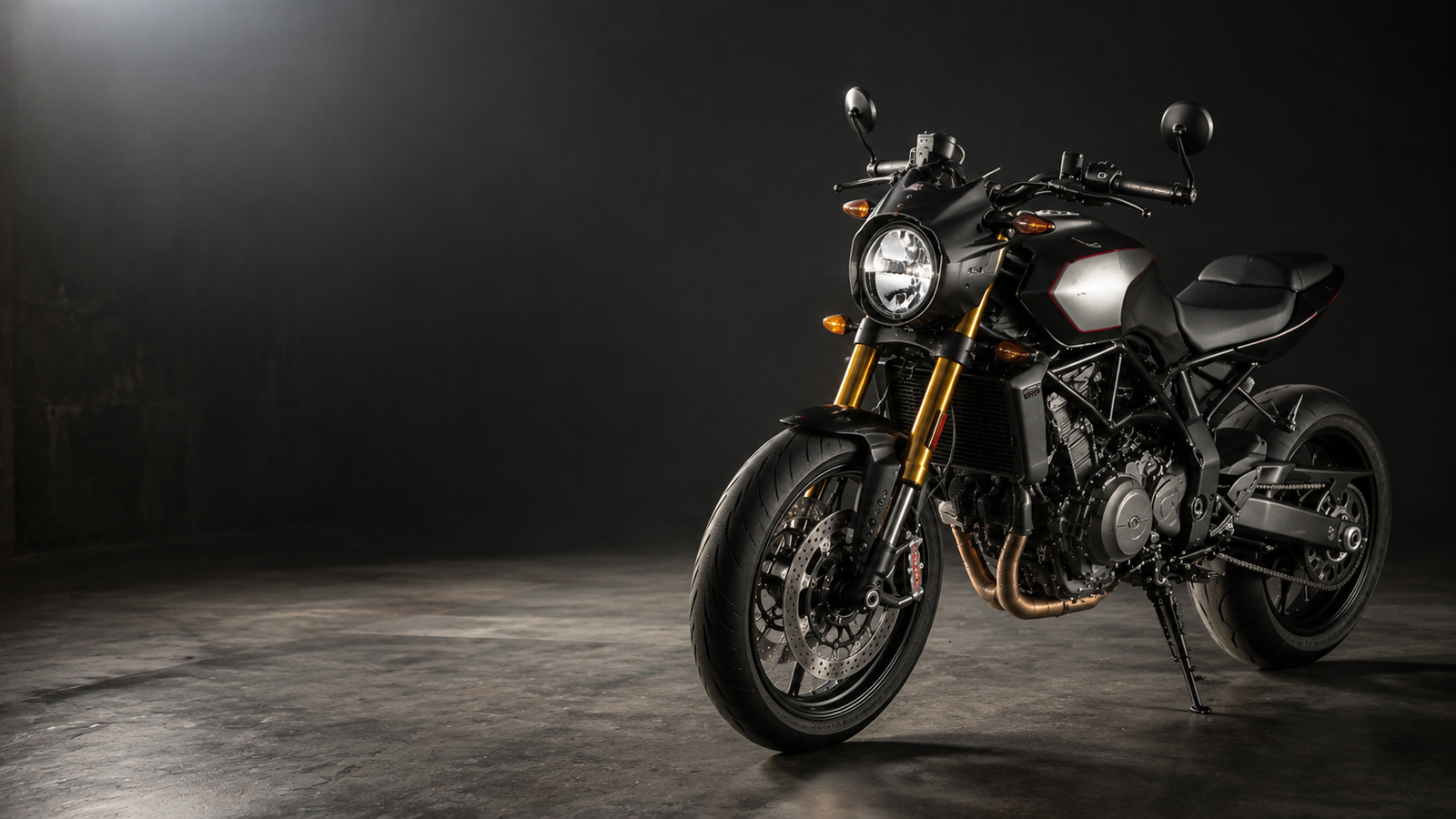 Premium Naked Sport Motorcycle Dark Studio 4K Wallpaper - pixora4k.com
