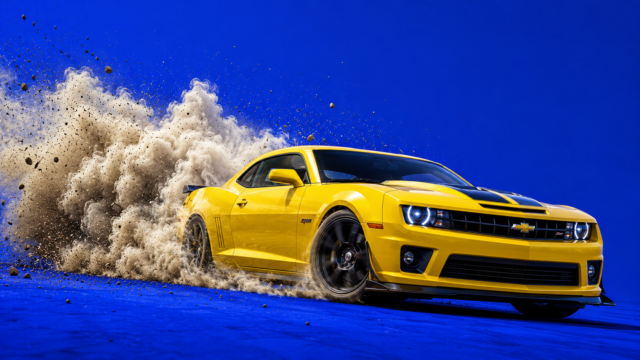 Yellow Chevrolet Camaro Drift Action Wallpaper 4K 3840x2160 - Free Download