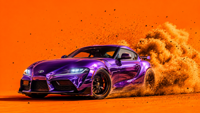 Purple Toyota GR Supra Drift Action Wallpaper 4K 3840x2160 - Free Download