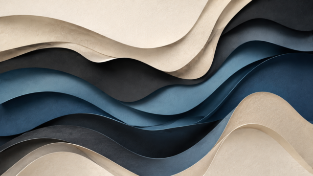 Blue and Beige Abstract Layered Waves Wallpaper 3840x2160 - Free Download