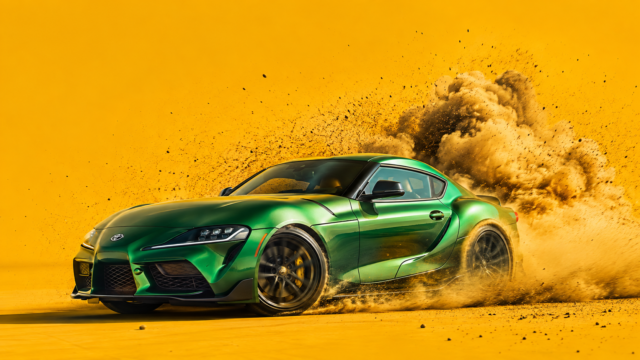 Green Toyota GR Supra Drift Action Wallpaper 3840x2160 - Free Download