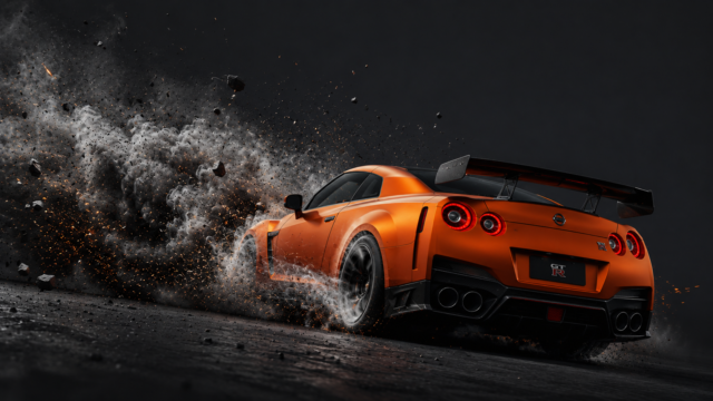 Orange Nissan GT-R R35 Drift Sparks Wallpaper 3840x2160 - Free Download