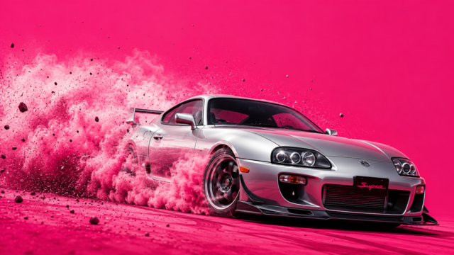 Silver Toyota Supra MK4 Pink Drift Wallpaper 3840x2160 - Free Download