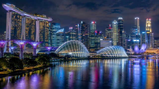 Singapore Marina Bay Sands Night Skyline Wallpaper 4K 3840x2160 - Free Download