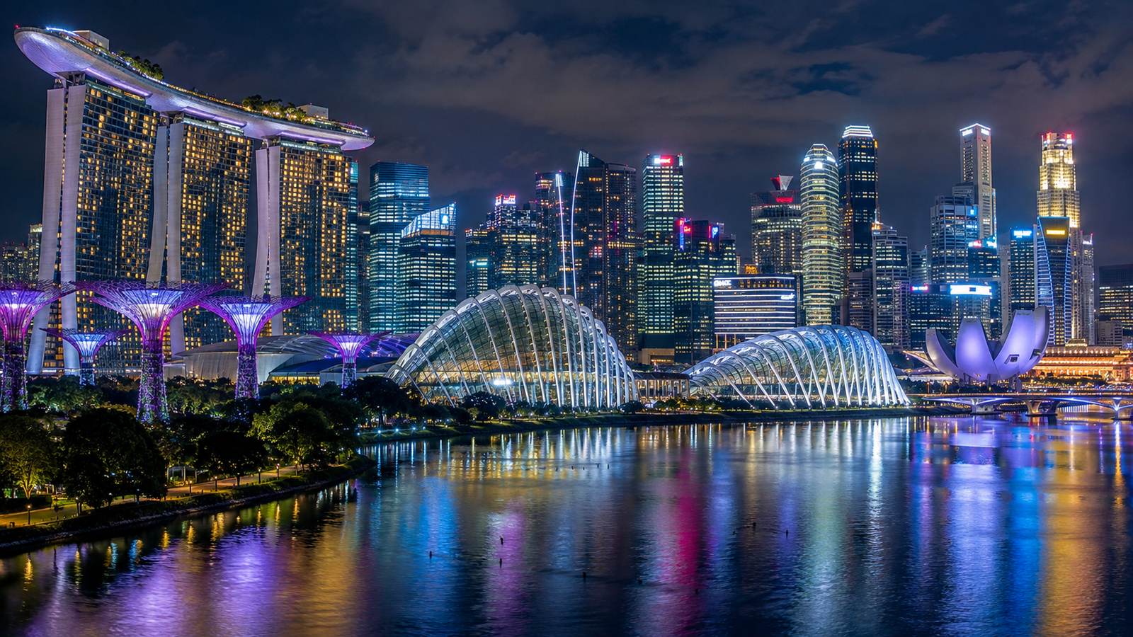 Singapore Marina Bay Sands Night Skyline Wallpaper 4K - pixora4k.com