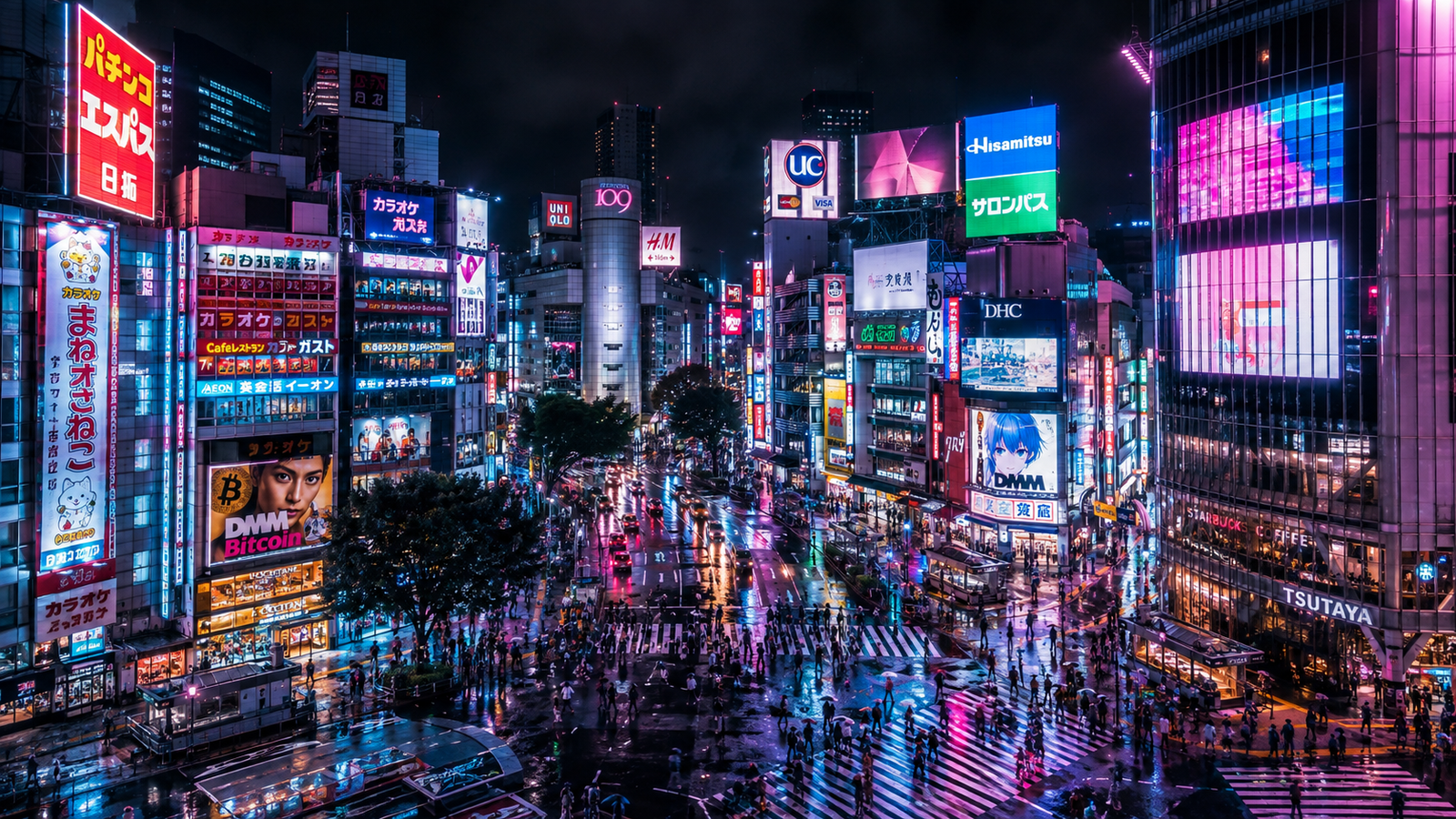 Tokyo Shibuya Crossing Neon Night Wallpaper 4K - pixora4k.com