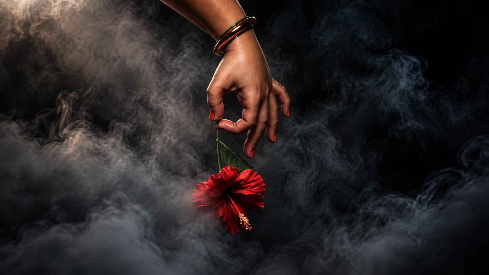 Red Hibiscus Flower Ganesh Pooja Dark 4K Wallpaper - pixora4k.com