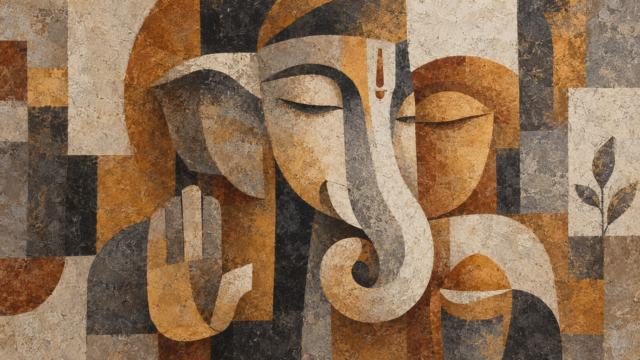 Abstract Cubist Lord Ganesha Modern Art 4K Wallpaper 3840x2160 - Free Download