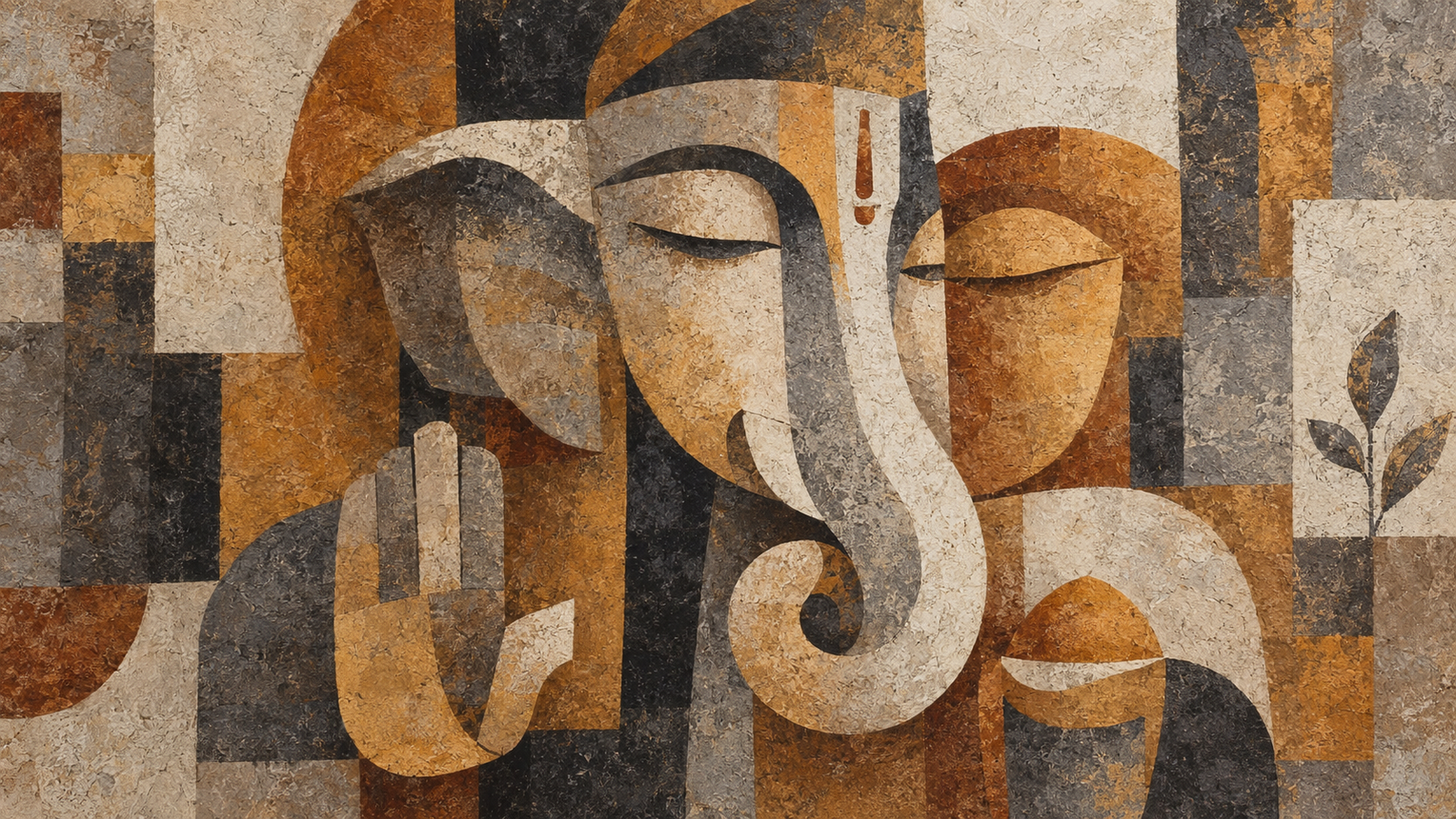 Abstract Cubist Lord Ganesha Modern Art 4K Wallpaper - pixora4k.com