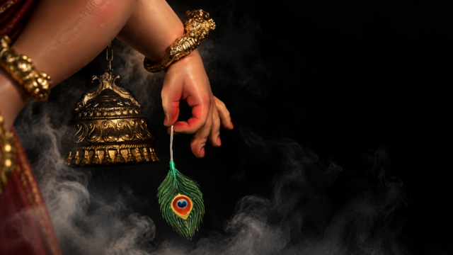 Divine Ganesha Hand Peacock Feather 4K HD Wallpaper 3840x2160 - Free Download