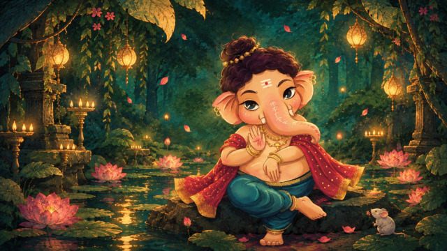 Grand Ganesh Chaturthi Pandal Blessing 4K Wallpaper 3840x2160 - Free Download